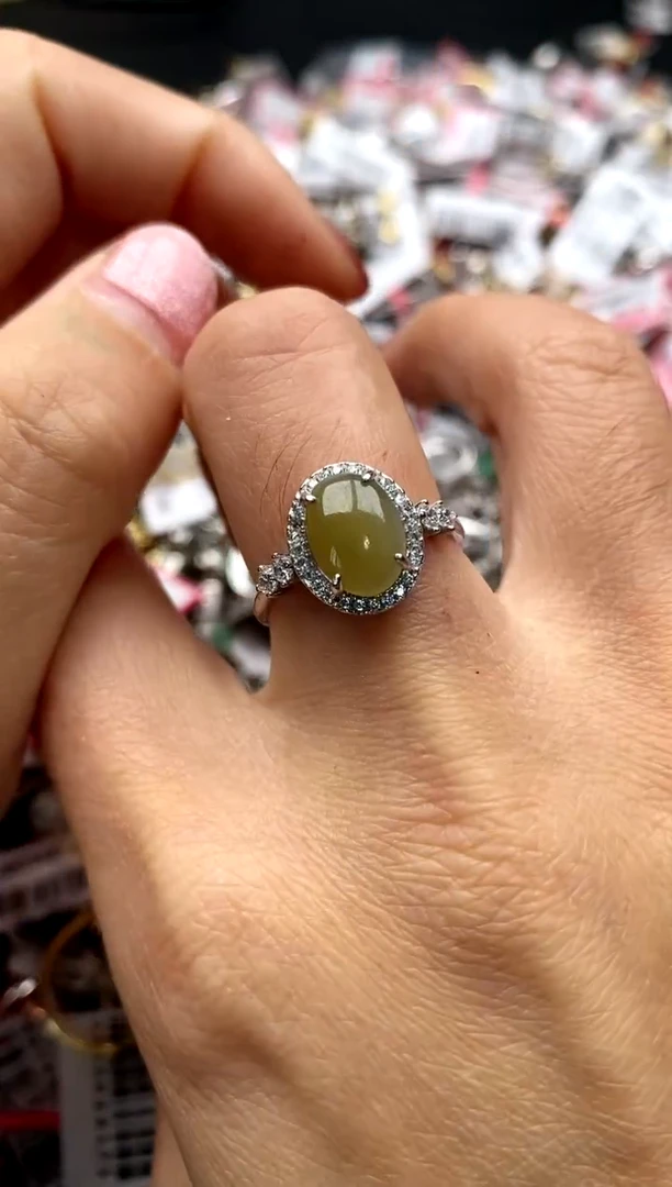 【闪购商品】翡翠戒指银S925镶嵌33333333    0