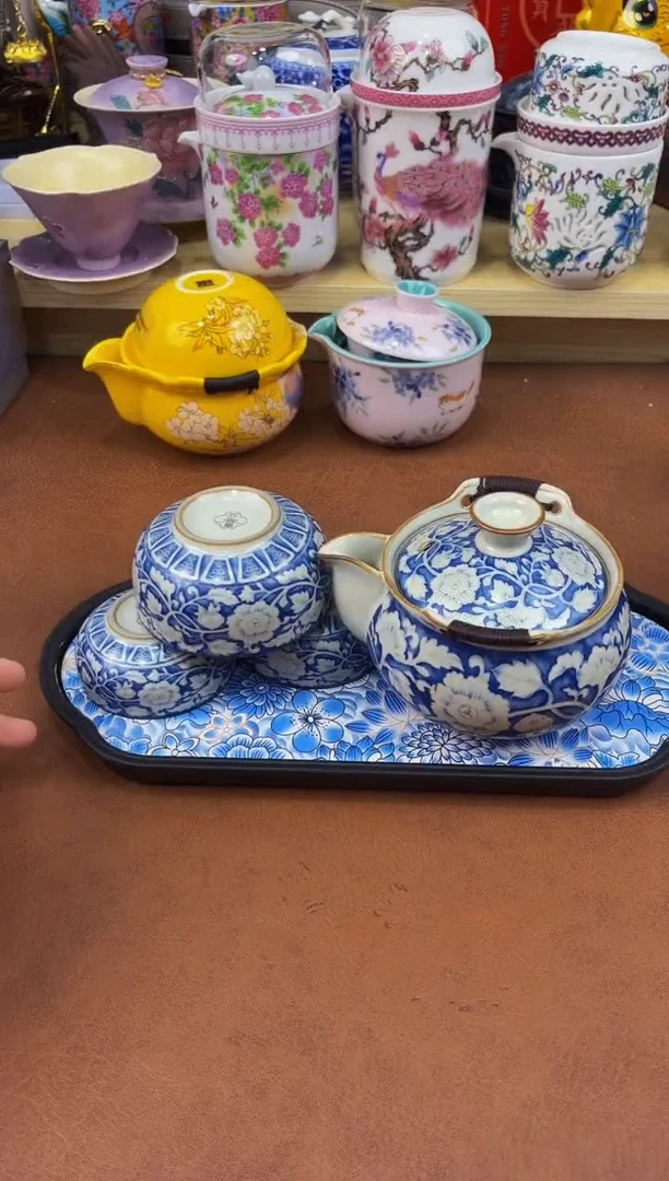 陶瓷茶具摆件旅行套组