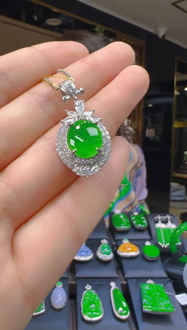 翡翠银S925镶嵌吊坠(赠链)080（多样性发其一）