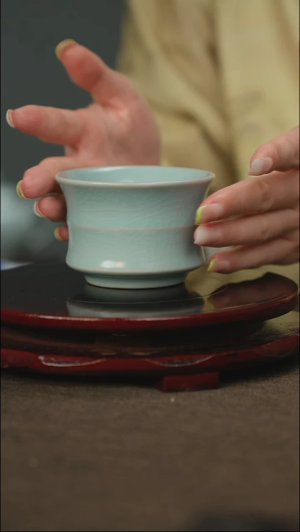 微微瑕 支钉烧 竹节杯 带底款