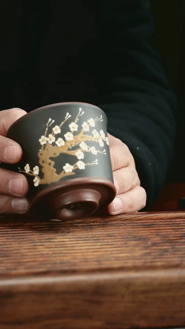 【闪购商品】紫砂茶杯黑梅花紫砂杯