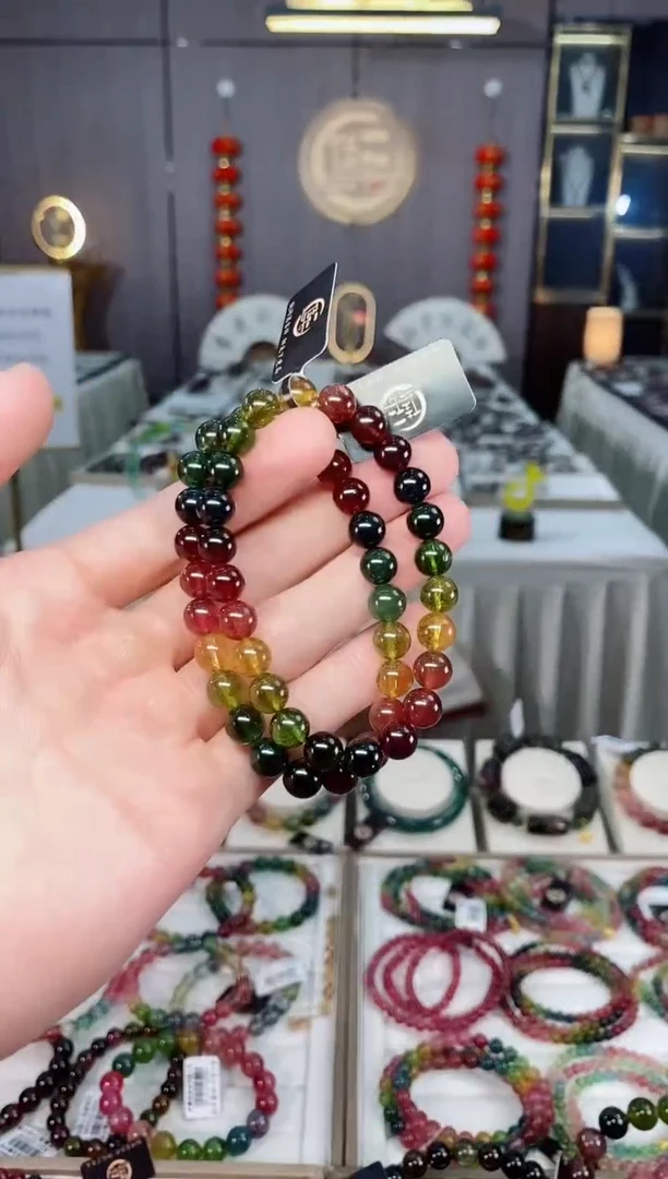未镶嵌收藏级老矿色标单圈手串7mm+碧玺xion多样性发一条