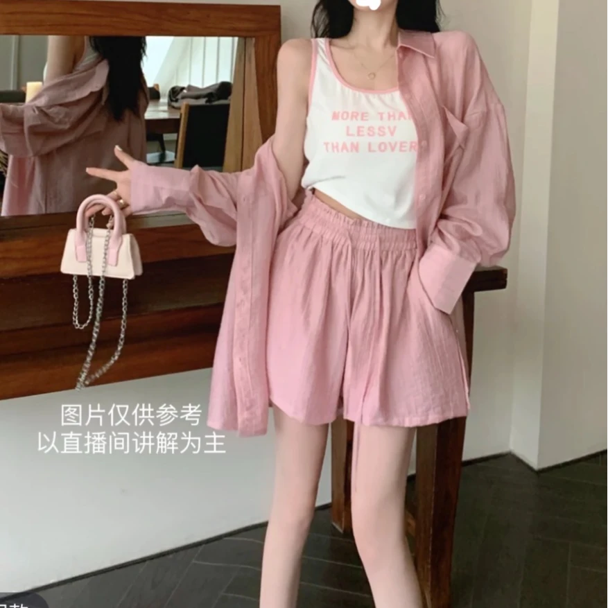 2025新款大码胖MM显瘦运动风短裤多色防晒外套休闲套装女夏