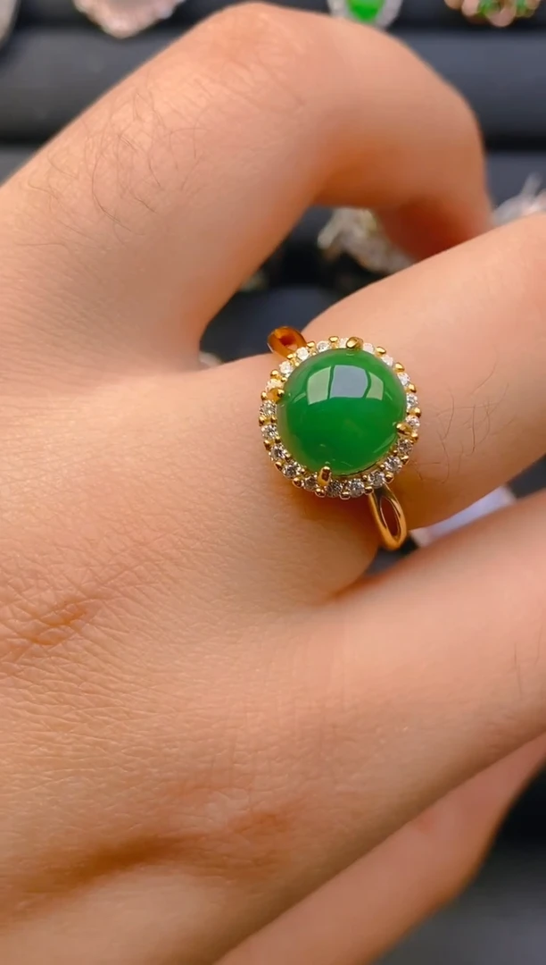 【闪购商品】翡翠戒指银S925镶嵌天然A货翡翠1