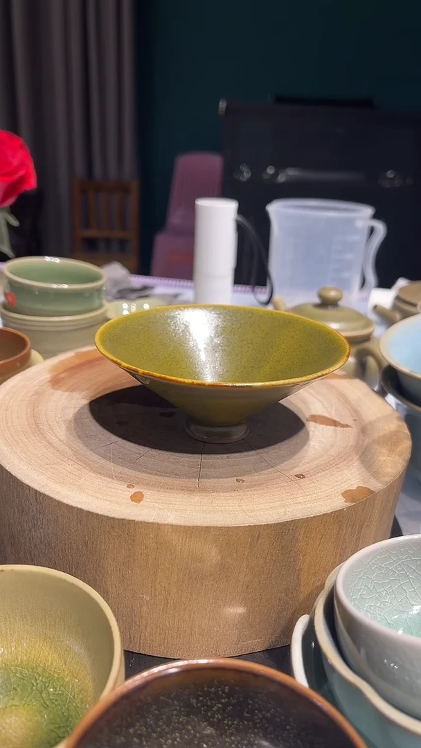 摆件陶原生态原矿茶叶末釉斗笠