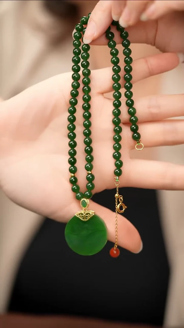 【闪购商品】和田玉（碧玉）吊坠(赠链)银S925镶嵌和田玉碧玉吊坠