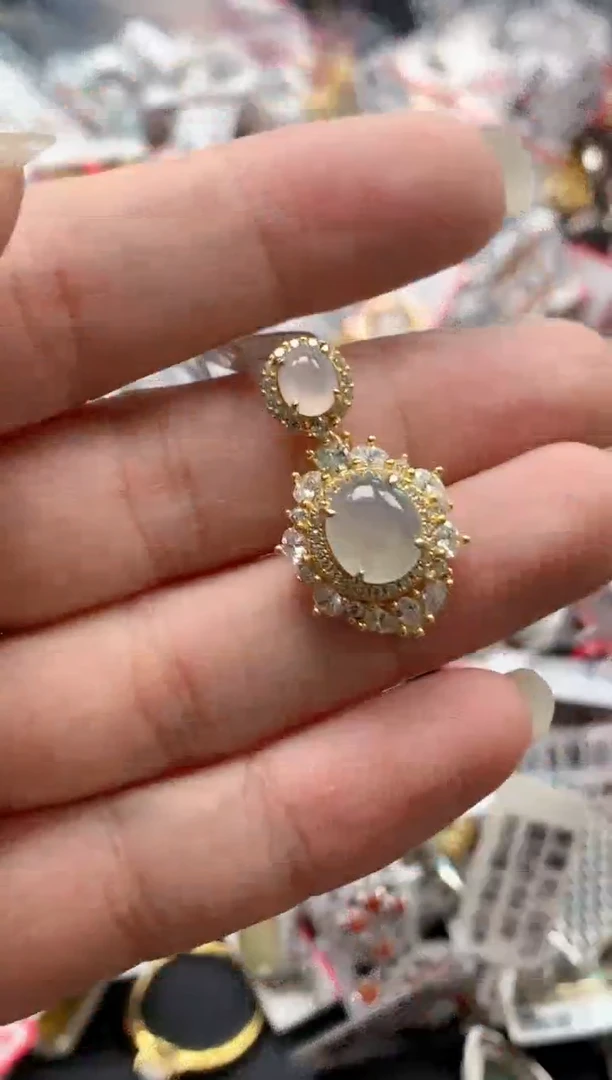 翡翠戒指银S925镶嵌天然A货缅甸翡翠