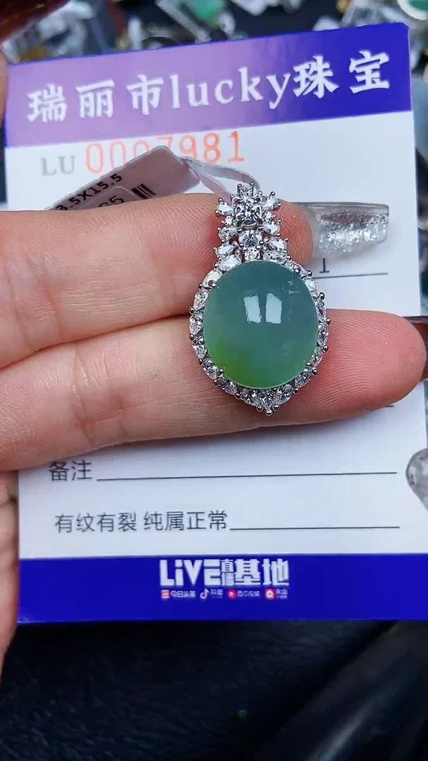 颈饰银S925镶嵌翡翠7981
