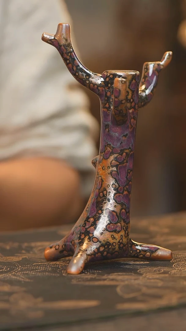 瓷片93柴房柴烧陶瓷斑鹿发财树