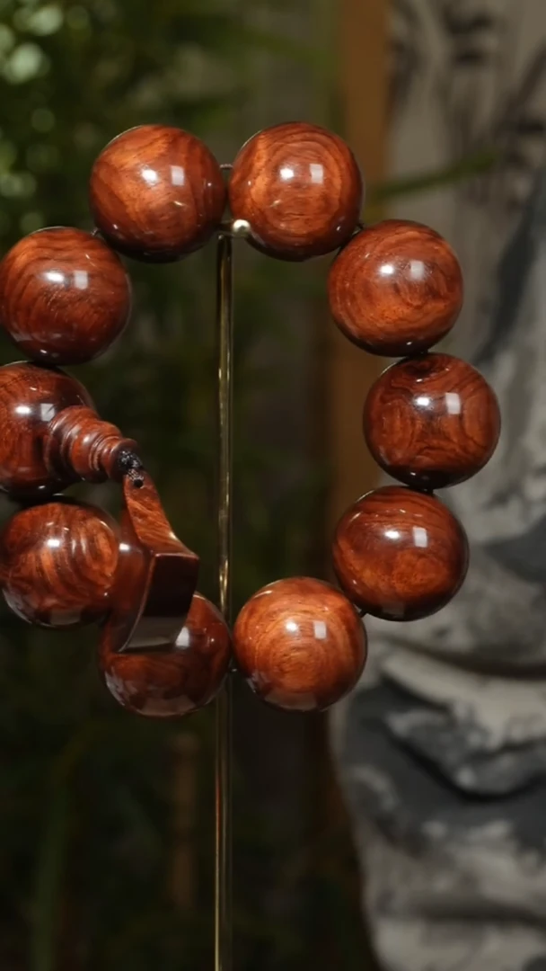 黄花梨/降香黄檀手串/手链海黄2.5对眼玻璃透手串