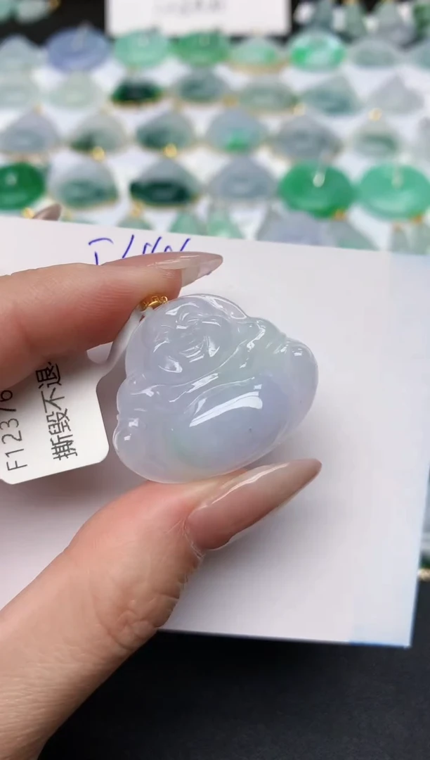 颈饰18K金镶嵌翡翠天然缅甸A货翡翠百元以上9元证书费自理