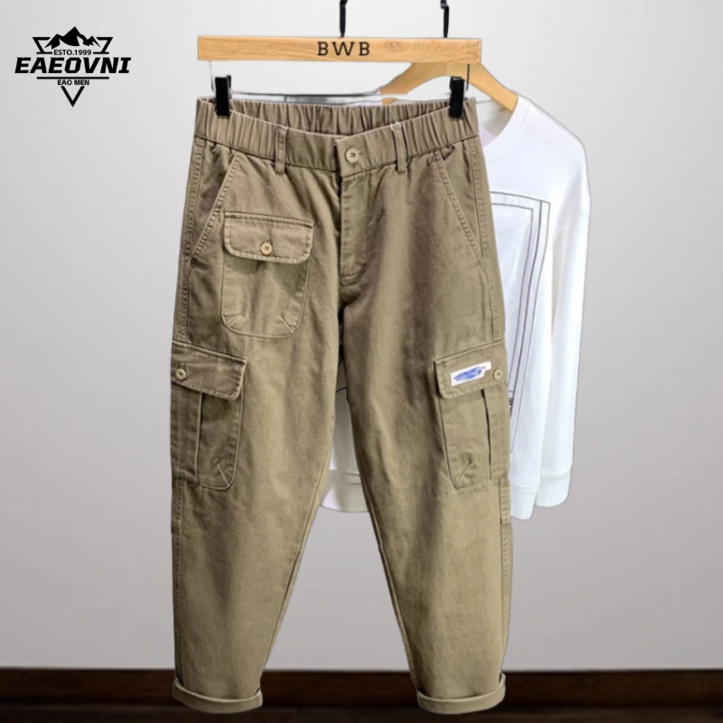 EAEOVNI高街工装裤男多瓣口袋裤宽松直筒休闲裤春秋美式后宫裤