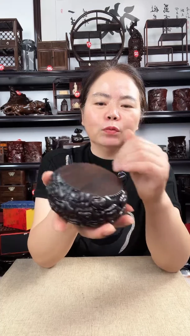 木小云纹圆老李红木工艺品