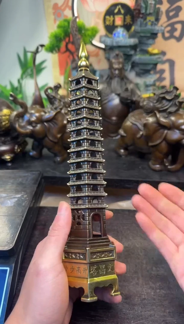 买铜就来旺铜杂货铺！（铜鎏金工艺十三层文昌塔）