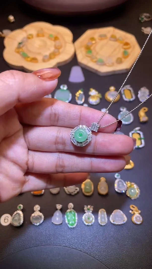 吊坠(不含链)银S925镶嵌翡翠1