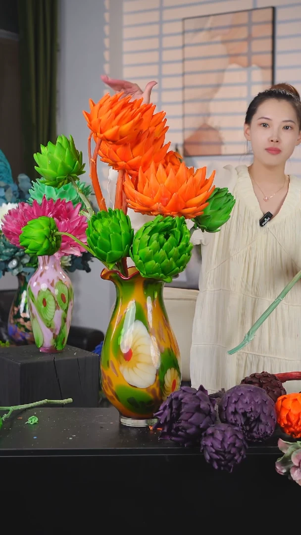 永生花洋蓟1枝多头绿色10