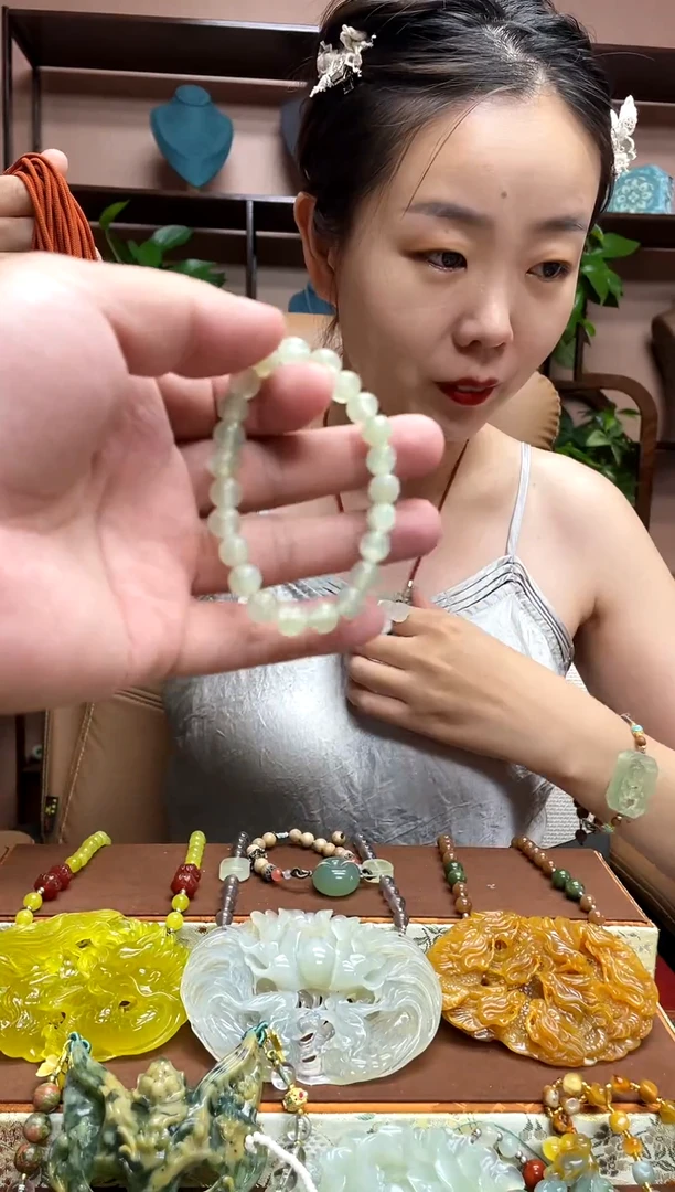 岫玉未镶嵌手串叶*·