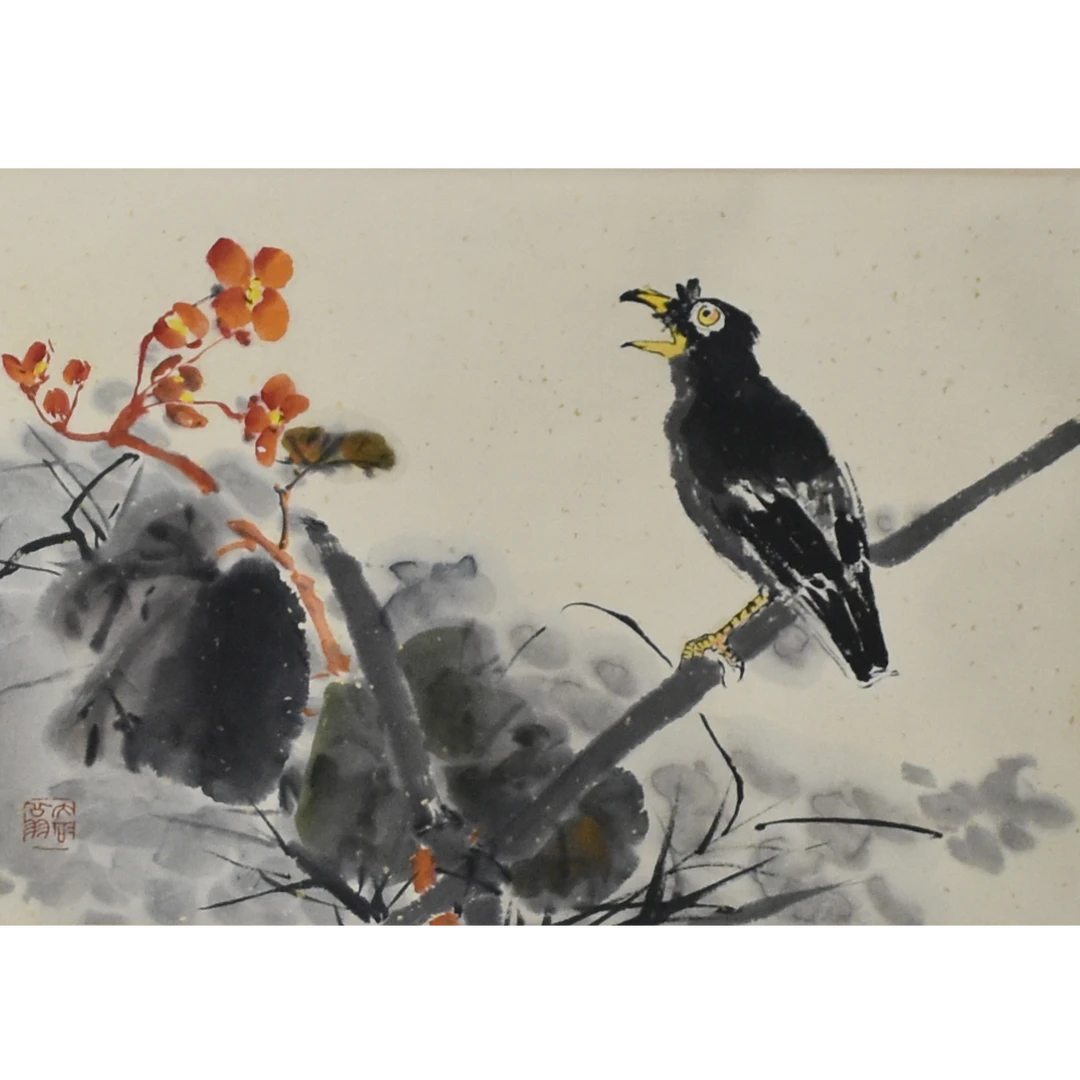 HM7020 药翁 花鸟 43×67cm 纸本立轴