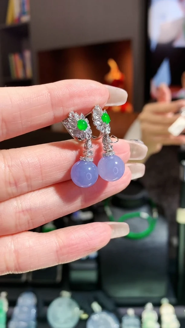 【闪购商品】翡翠耳饰18K金镶嵌耳饰