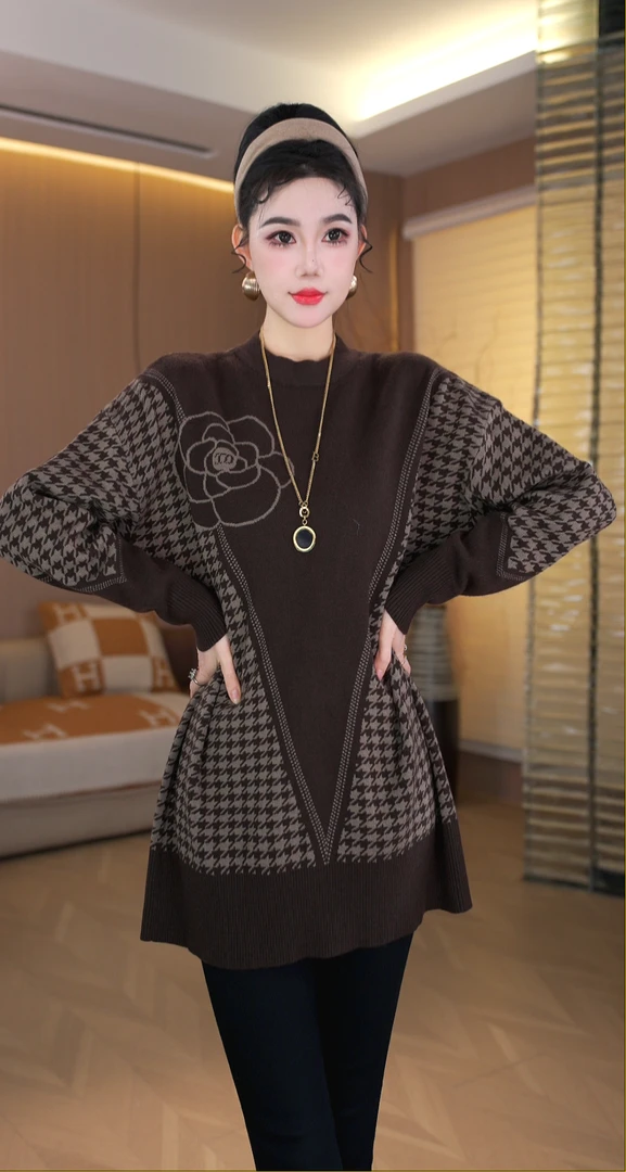加厚保暖【素描蔷薇】秋冬必备时尚洋气上档次毛衣上衣-3097#