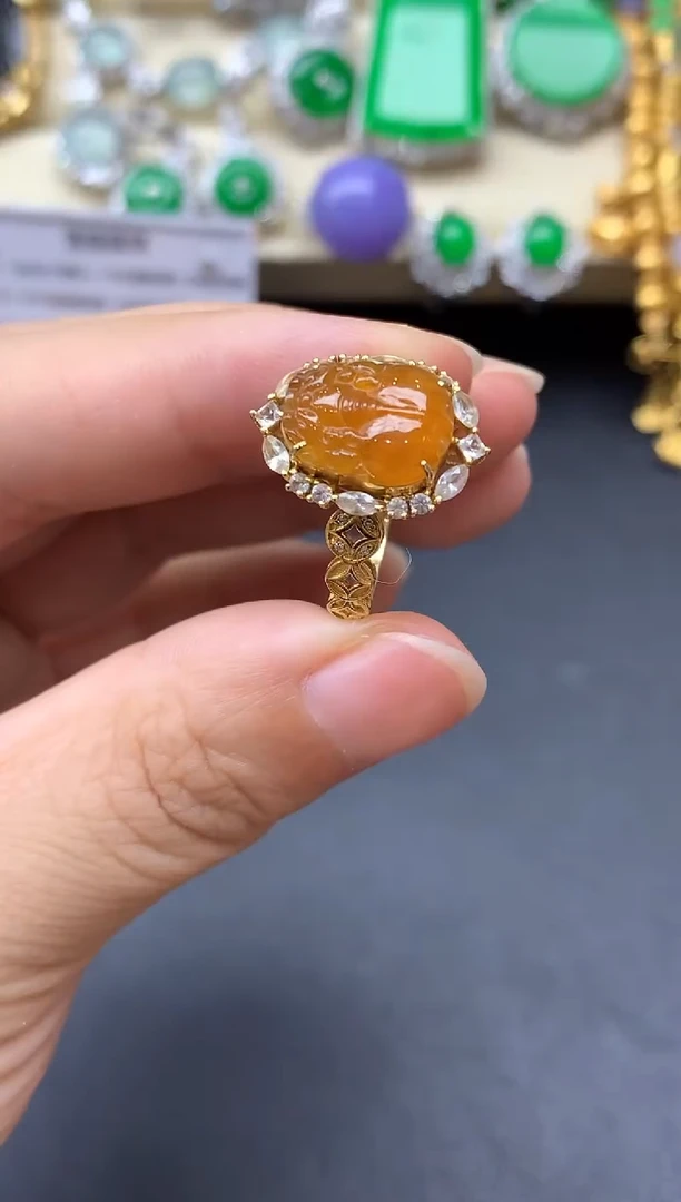 翡翠戒指18K金镶嵌348-中国好珍宝