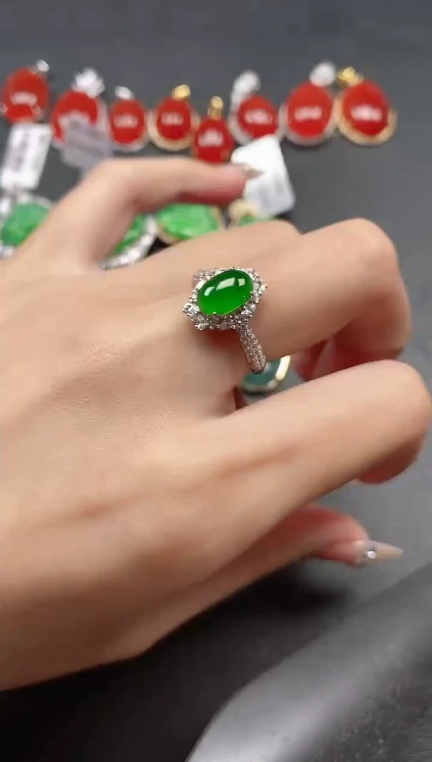 银S925镶嵌戒指翡翠51151