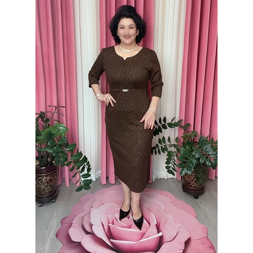 O型裙春秋冬V领连衣裙夏季气质复古蕾丝针织时尚法式长裙显瘦