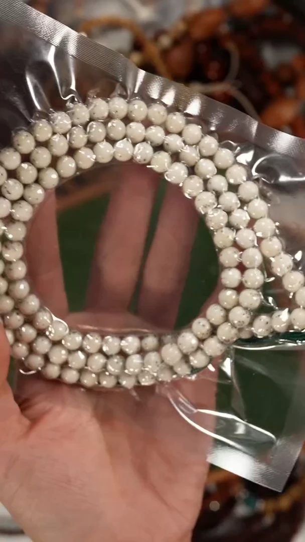 吊坠星月菩提星月圆珠108 骨瓷白 7X7