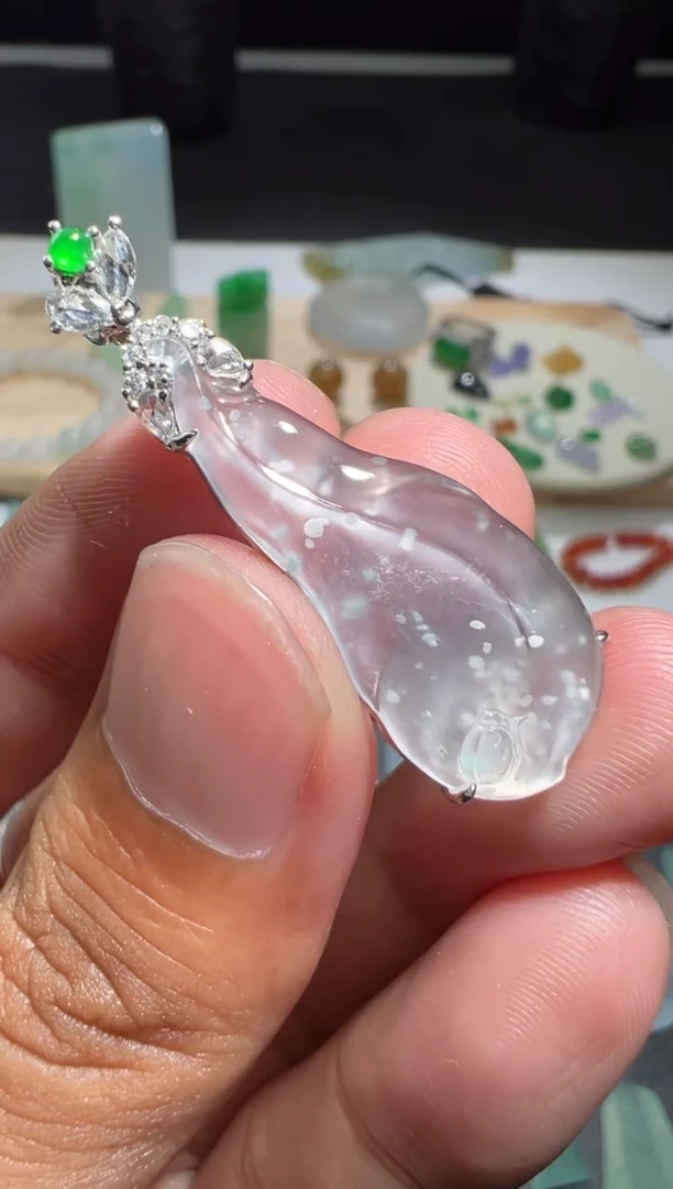 【闪购商品】定制翡翠18K金镶嵌天然缅甸A货翡翠