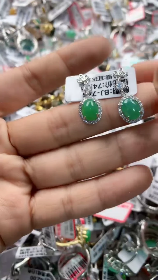 银S925镶嵌戒指翡翠10     5