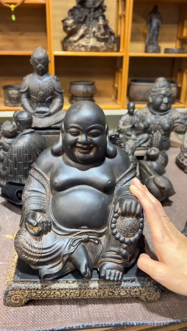 陶土【火山泥】大肚佛+小江枫底座