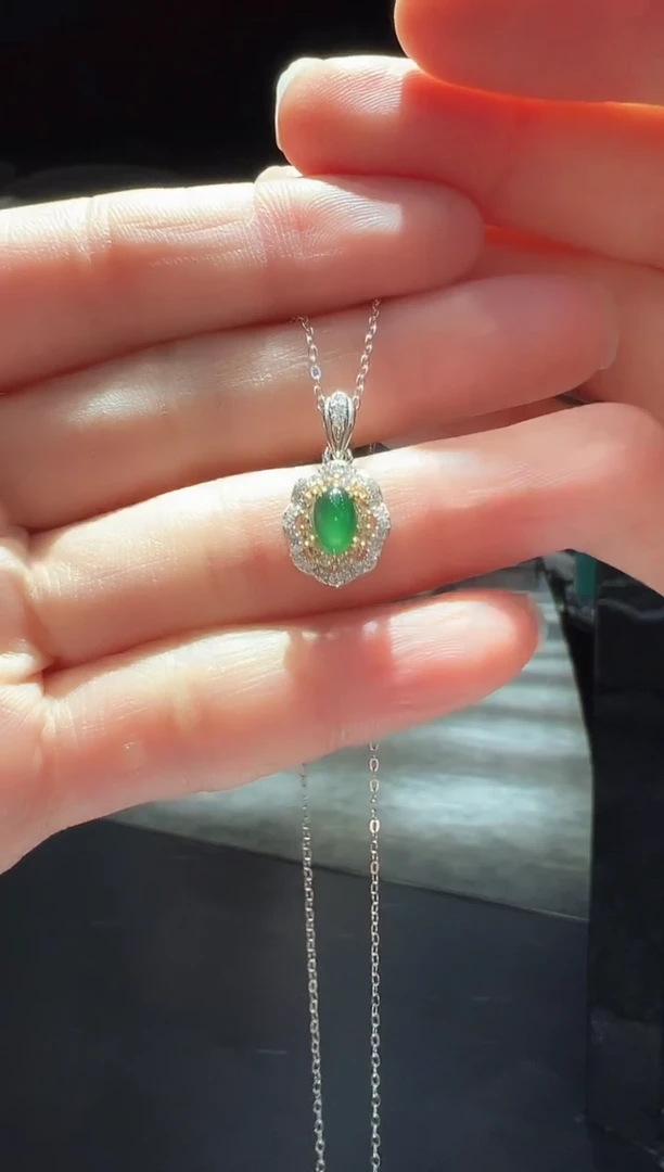 【闪购商品】翡翠吊坠(赠链)银S925镶嵌72】多样性发其一