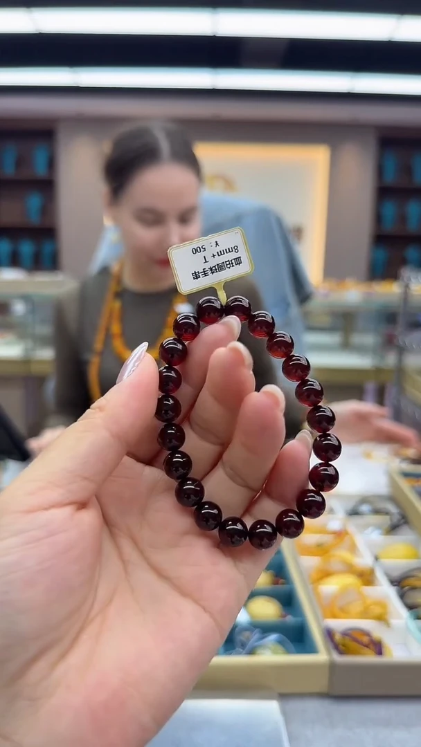 手链琥珀未镶嵌33秒拍号 假一罚三 8mm