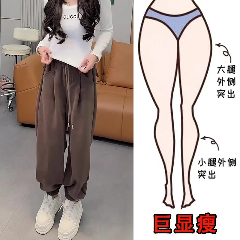 秋冬季新款韩系时尚简约休闲百搭设计运动风显瘦高腰宽松直筒卫裤