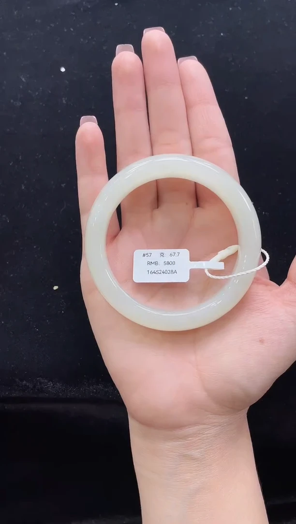 和田玉手镯未镶嵌新疆直发和田玉白玉#57上等和田玉手镯女