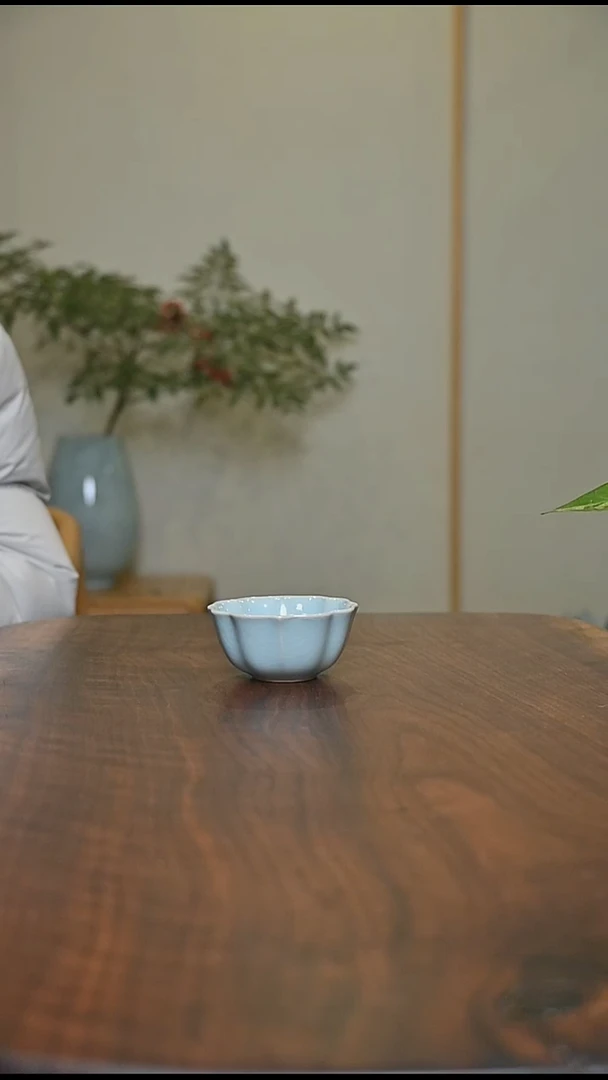 宝相杯 天青 微瑕 朱家汝窑款