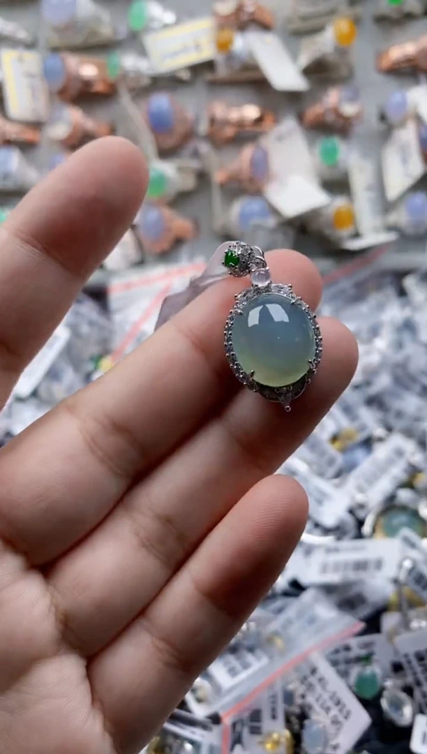 翡翠戒指银S925镶嵌2222---3