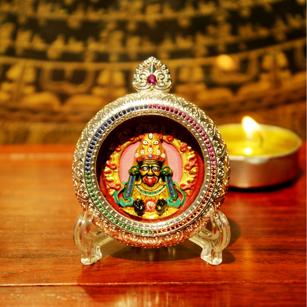 铜合金亚克力吊坠 扎基拉姆西藏手绘精品擦擦手工古法制作