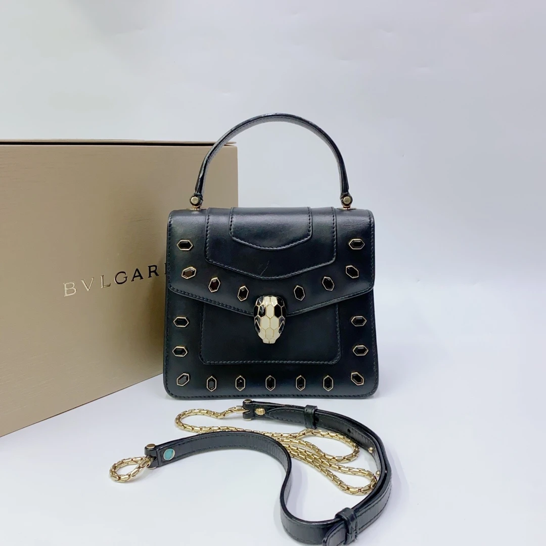 95新 BVLGARI/宝格丽 95新宝格丽黑色手提单肩风琴包TH250720033
