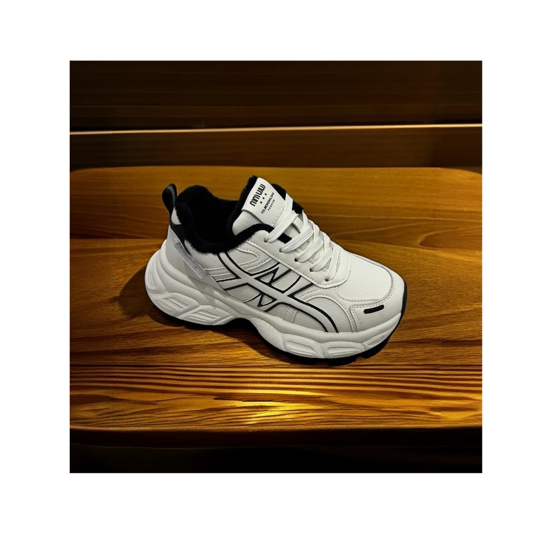 时尚百搭女款冬季厚底加绒透气休闲老爹鞋爆款真皮潮流