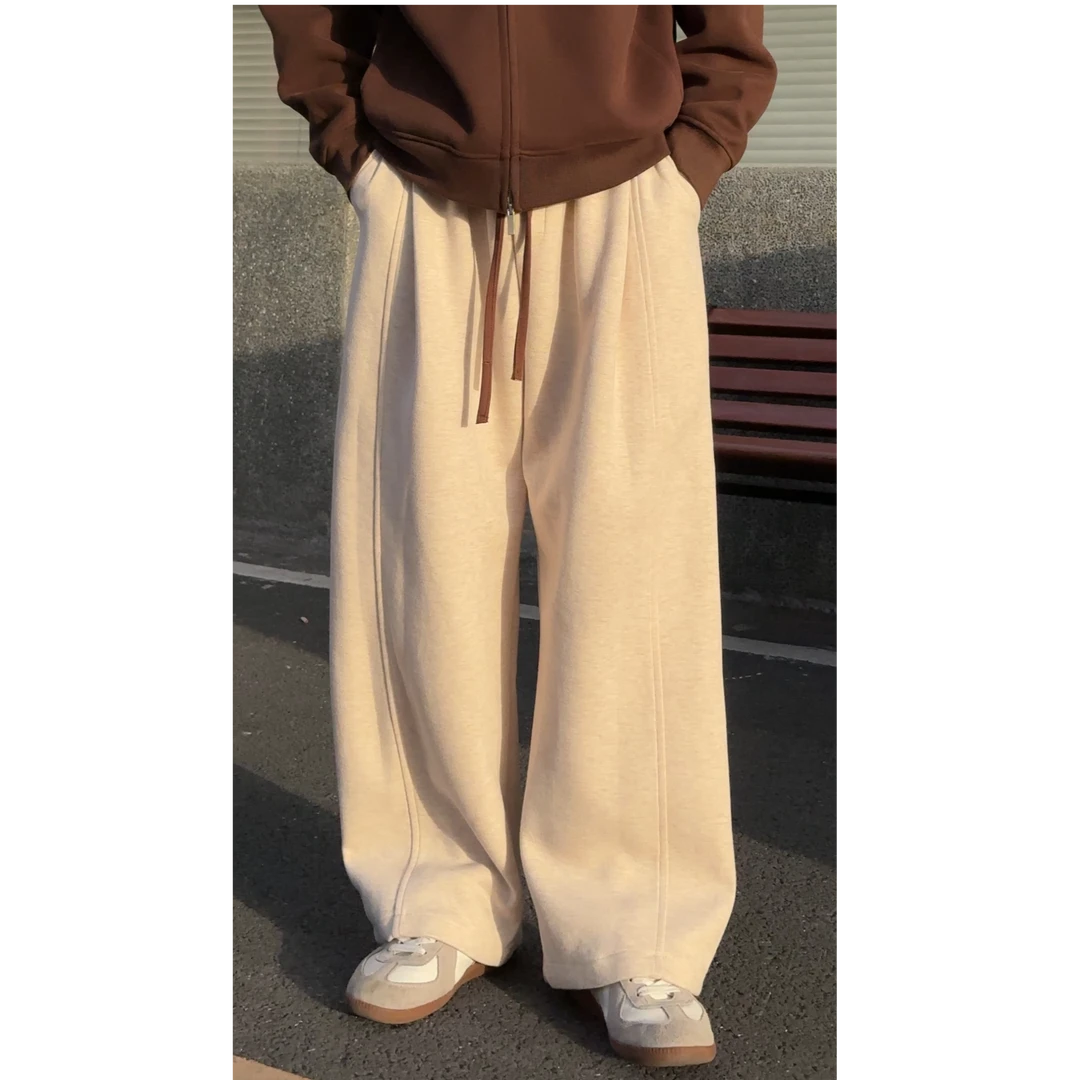 【啵啵专属】绵羊毛纯色磨破冬季直筒常规款卫裤ins休闲裤百搭时尚