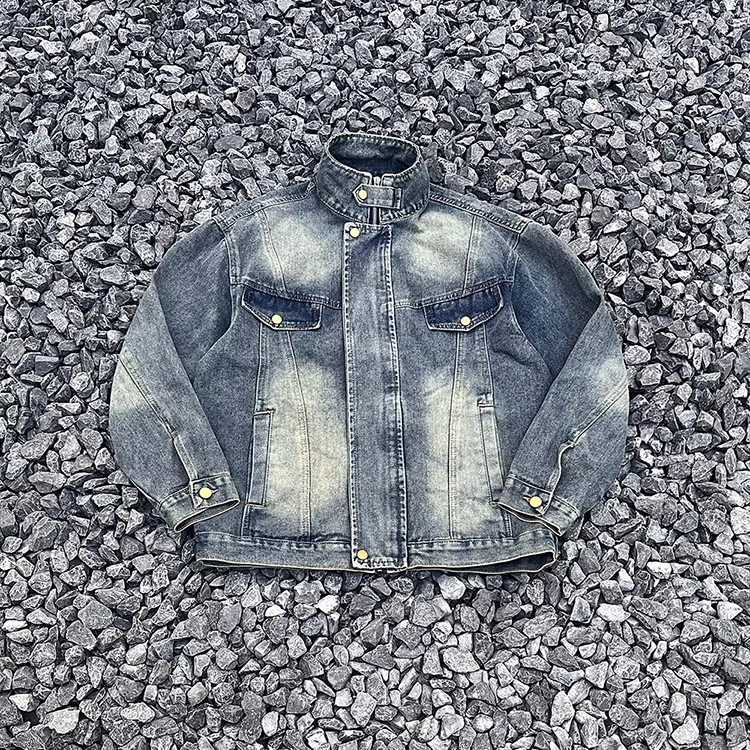 美式复古水洗做旧牛仔夹克男女春秋高街vibe风宽松休闲外套