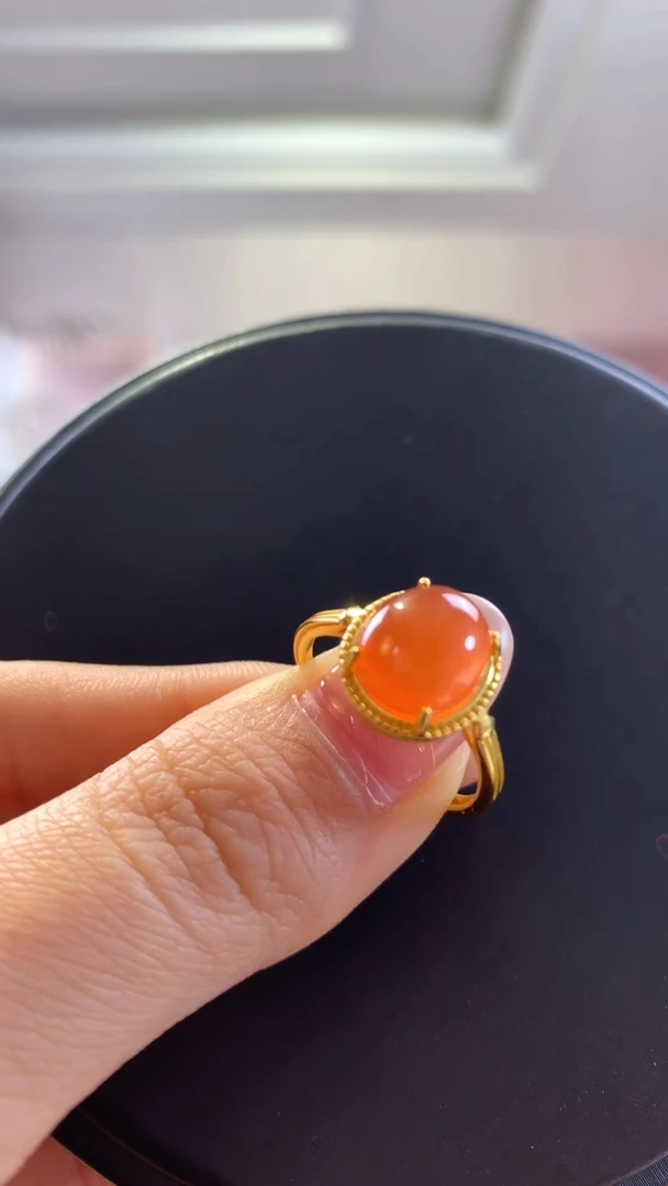 银S925镶嵌南红玛瑙挂件南红冰红戒指