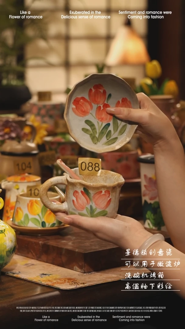 陶瓷088景德镇高温手绘釉下彩设计师款式