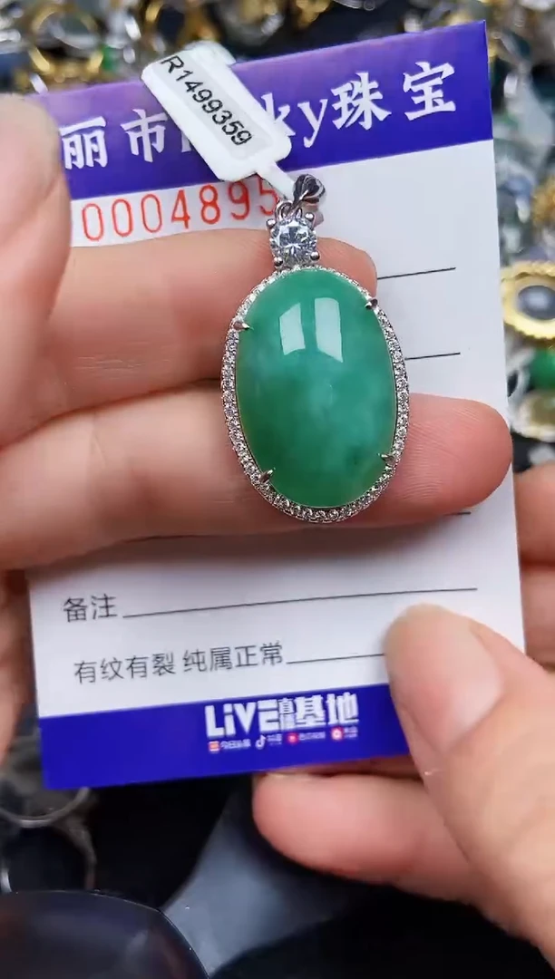 翡翠银S925镶嵌颈饰4895