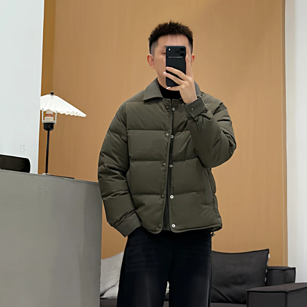 设计感假两件羽绒服男士25冬季新款潮流休闲翻领保暖外套冬装上衣