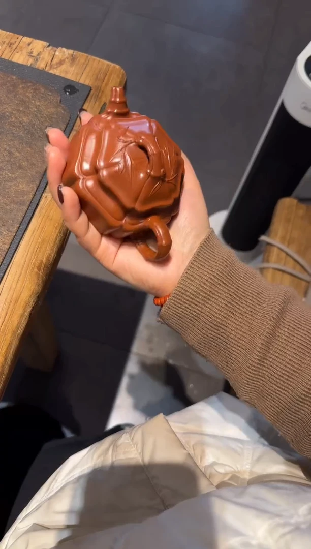 【闪购商品】紫砂茶壶六方海棠双线竹鼓