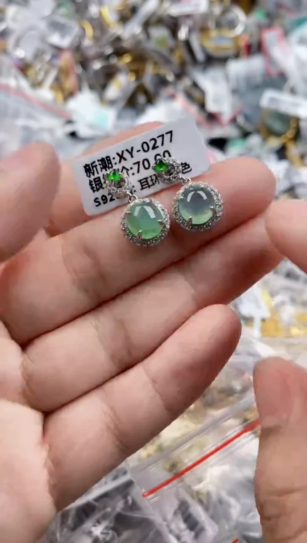 银S925镶嵌戒指翡翠444   4