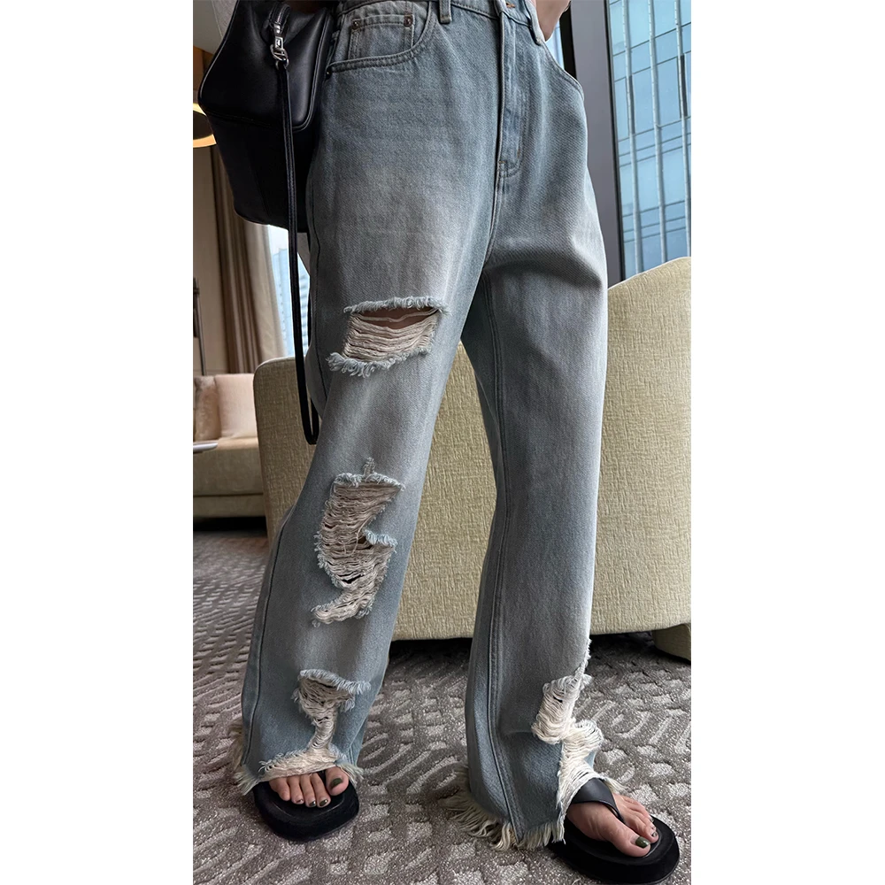 LA CALLA汉南洞破洞牛仔裤OY-M-5504