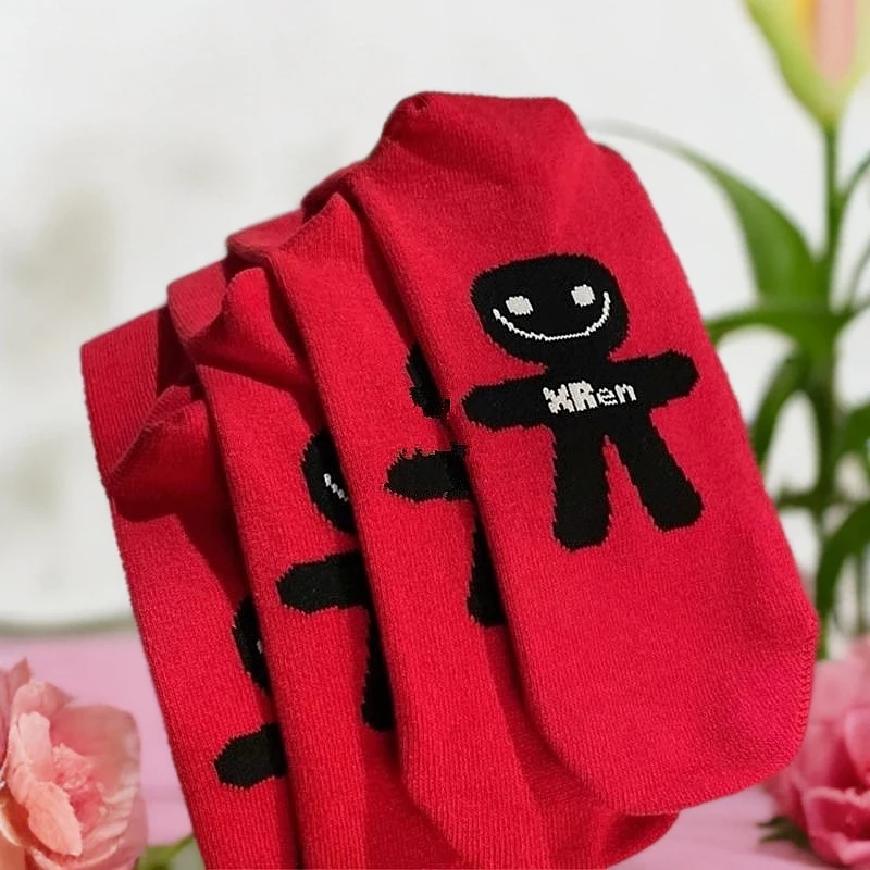 粉丝福利踩小人袜子本命年红袜子好运新年鸿运袜ins潮流大红袜